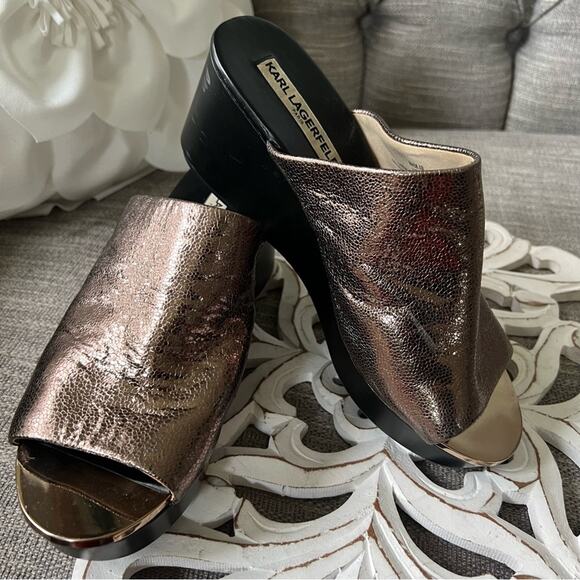 Karl Lagerfeld Lyric Slip on Wedge Heels Sandals Shoes Women’s 8 - Picture 8 of 11